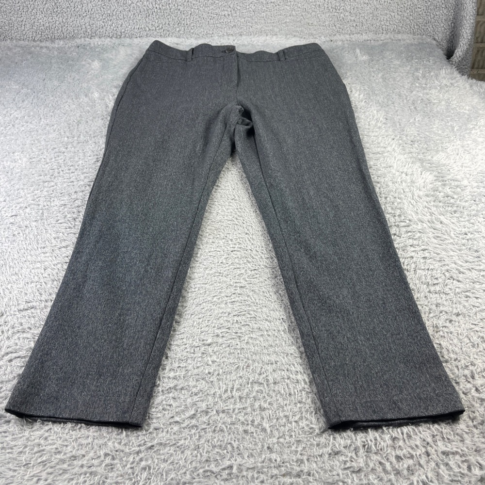 Loft The Sutton Skinny Curvy Pants Womens 14 Grey Textured Trousers Professional